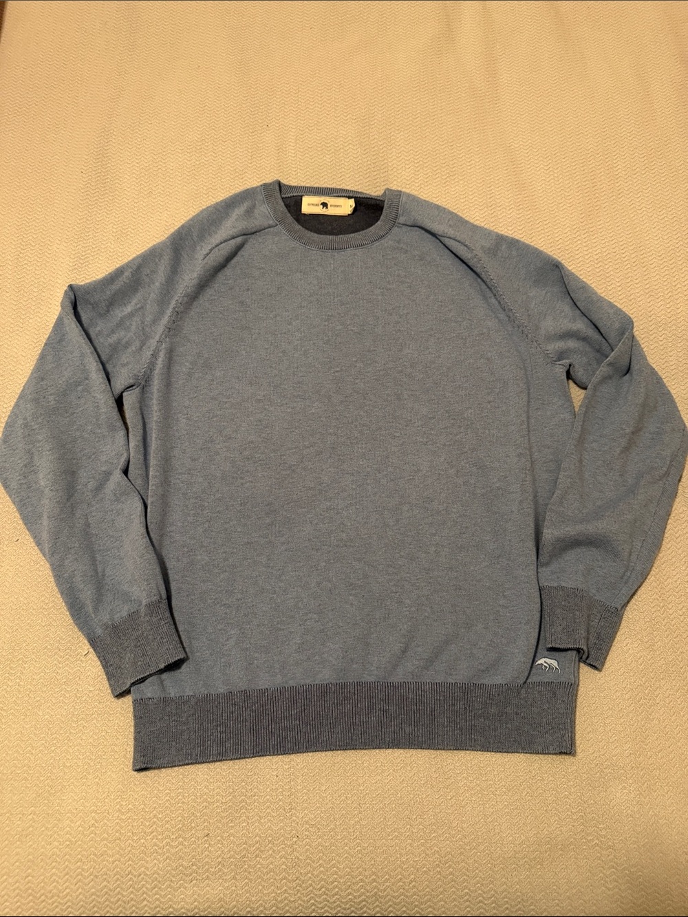 Men's Light Blue Crewneck Sweater with Dark Trim by Onward Reserve